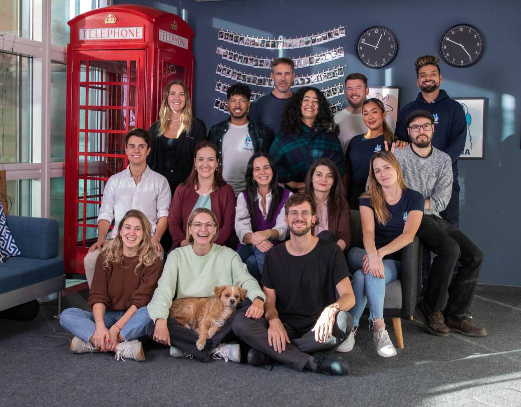 The Marketing team collaborating on projects together at TourRadar