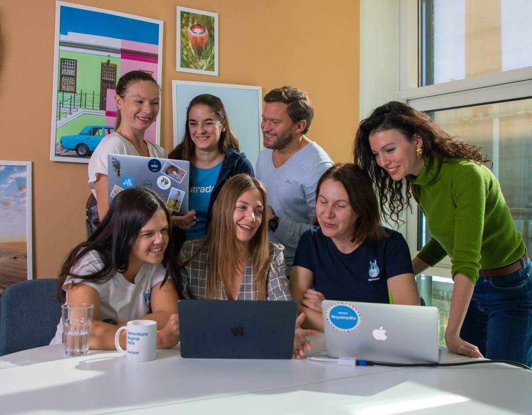 The Finance team collaborating on projects together at TourRadar