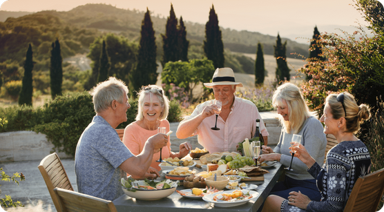 dinner outdoors in Tuscany