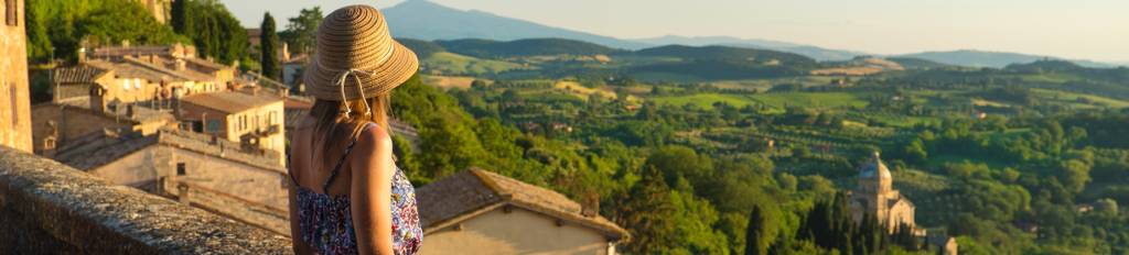 Woman enjoying the view of Tuscany hills