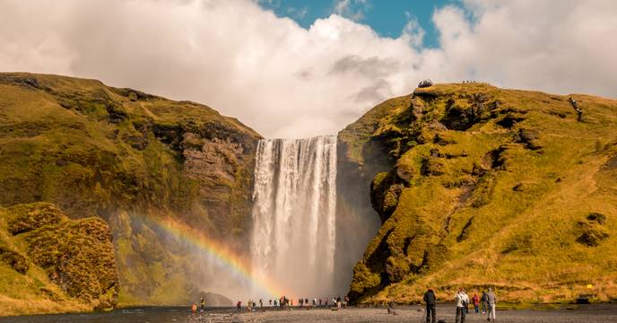 Thundering waterfall in Iceland