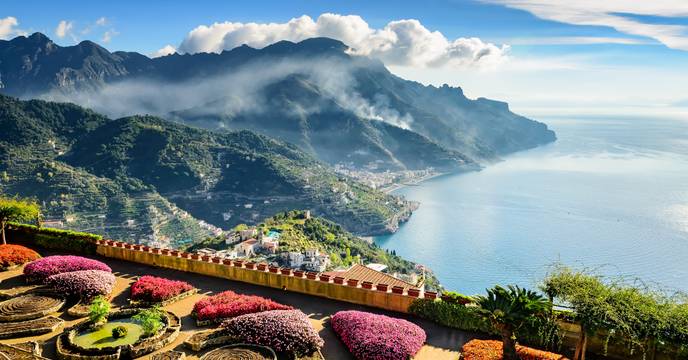 Sweeping view of the sea at Ravello, Italy