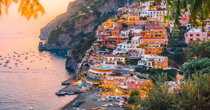 Panoramic view of quaint village along the Amalfi Coast