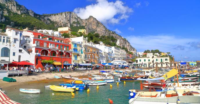 Cozy seaside village at the island of Capri, Italy