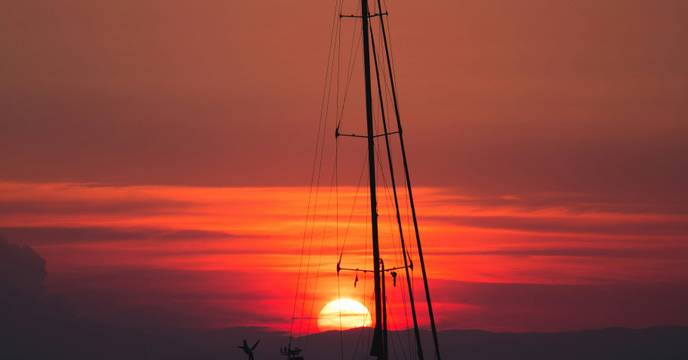 Fiery sunset over the sea