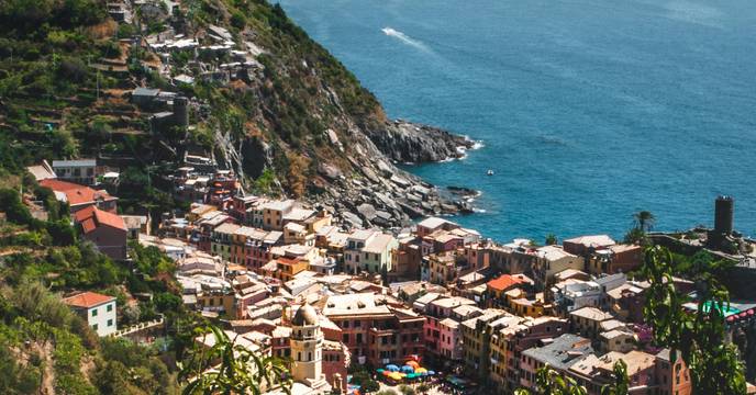 A misty morning at a seaside town in Italy