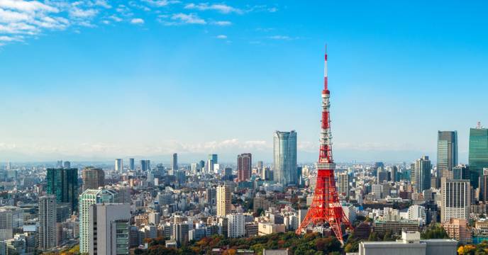 Panoramic view of Tokyo, including Tokyo Tower