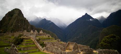 Clouds enshrouding the mountains around Machu Picchu
