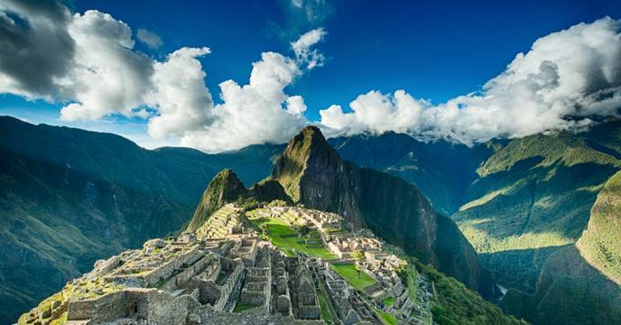 A panoramic view of Machu Picchu