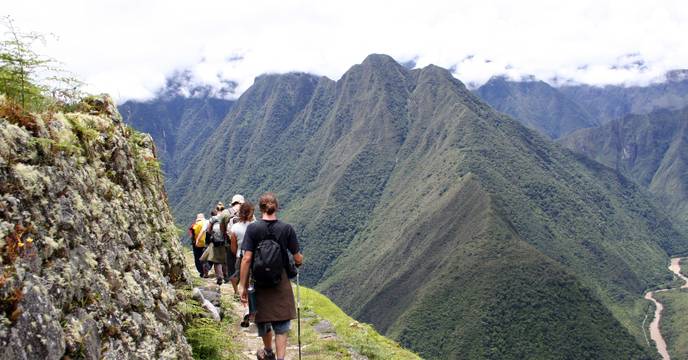 People trekking the legendary Inca Trail
