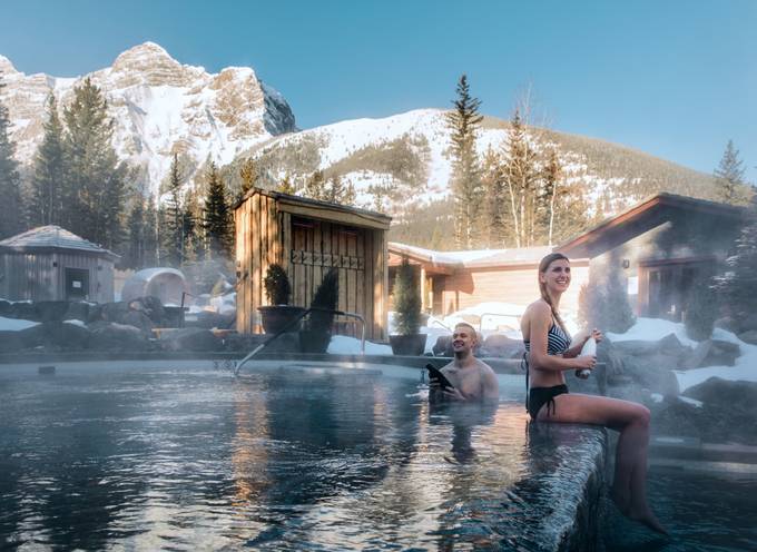 Relaxing in hot springs