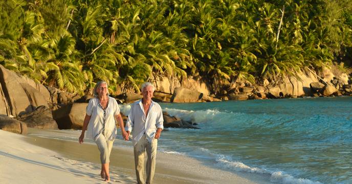 Couple walking on the beach