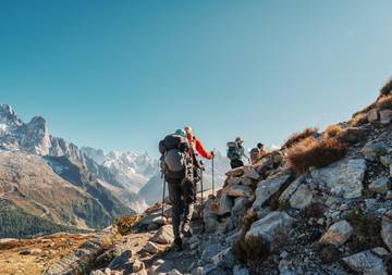 Hiking in the Alps in Europe.