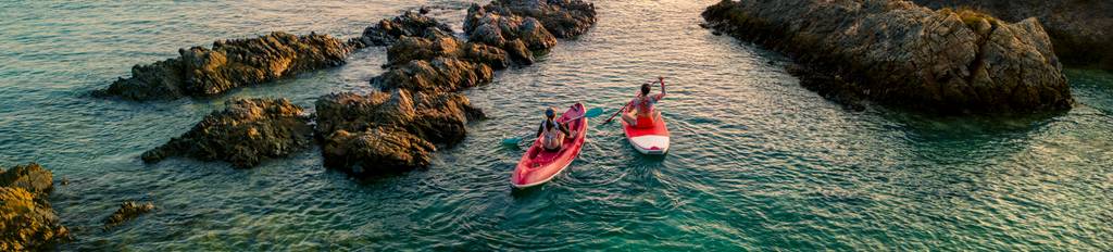 Two travelers kayaking