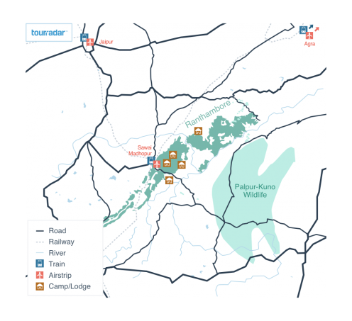 Ranthambore Maps: Location, Road & Attraction Map - TourRadar