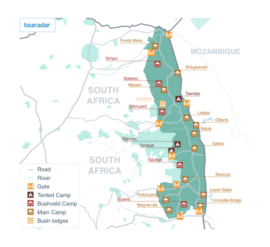 map of kruger park camps Kruger Maps Camps Animals Surroundings Tourradar map of kruger park camps