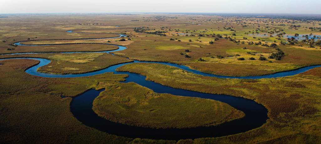 View of Okavango Delta from above