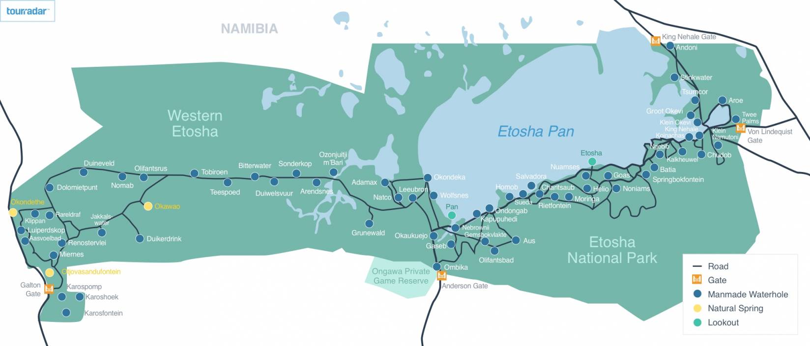 map etosha national park namibia