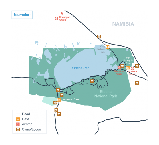 Etosha Maps Location Waterholes Road Map TourRadar   MSlx4Y 