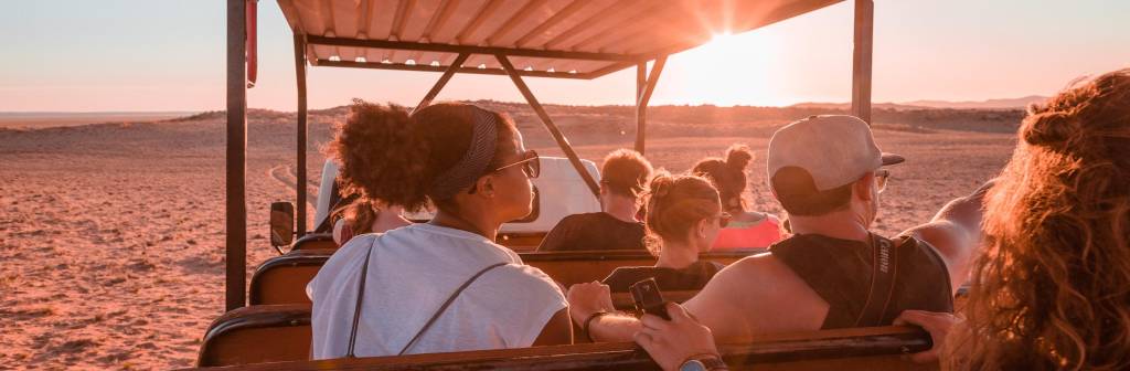 family group on a jeep