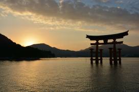 The floating torii gate of Itsukushima Shrine at Miyajima