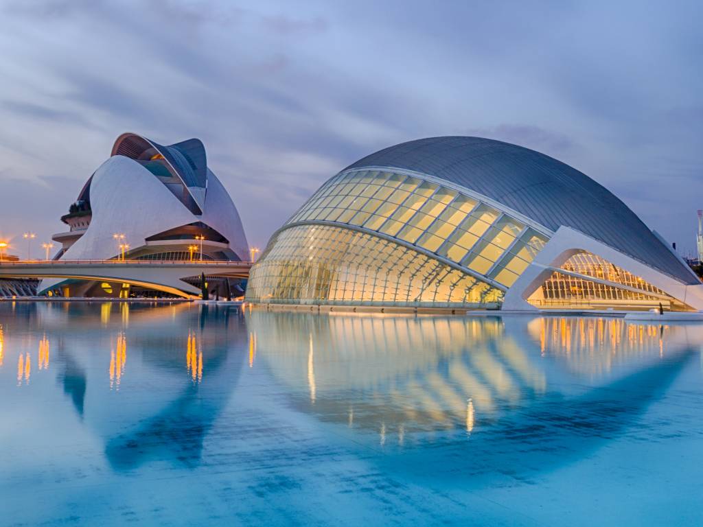 Futuristic architecture in the City of Arts  and Sciences in Valencia