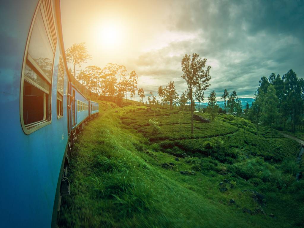 Scenic train ride in Sri Lanka