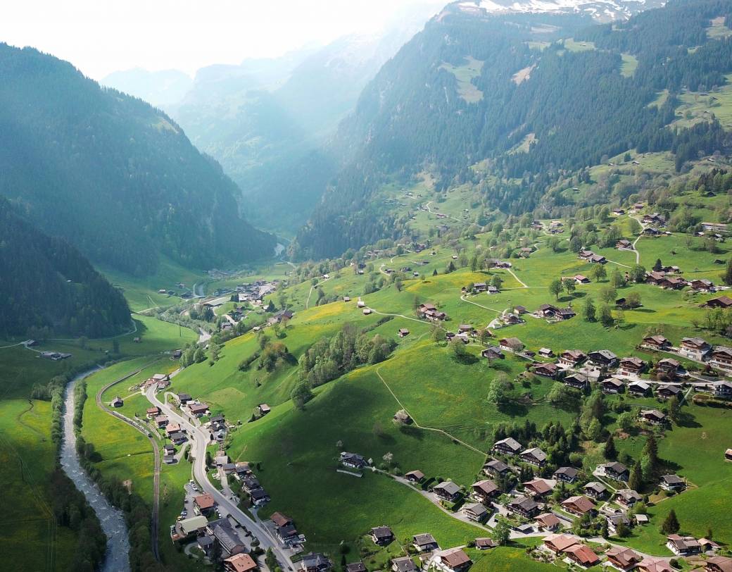 Aerial view of Grindelwald, Switzerland