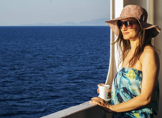 girl enjoying Greek landscape