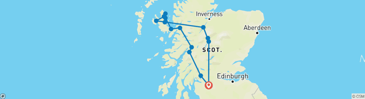 Map of 3-Day Isle of Skye Small-Group Tour from Glasgow