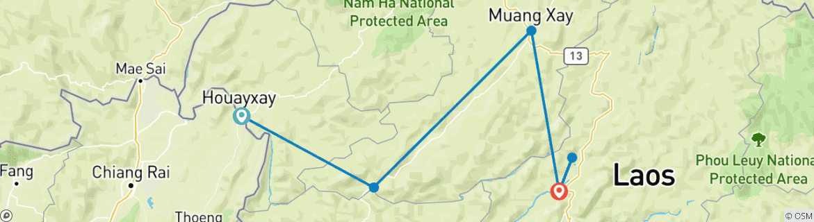 Map of From Thailand to Luang Prabang 7-Day