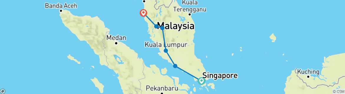 Karte von Höhepunkte von Singapur und Malaysia (12 Tage)