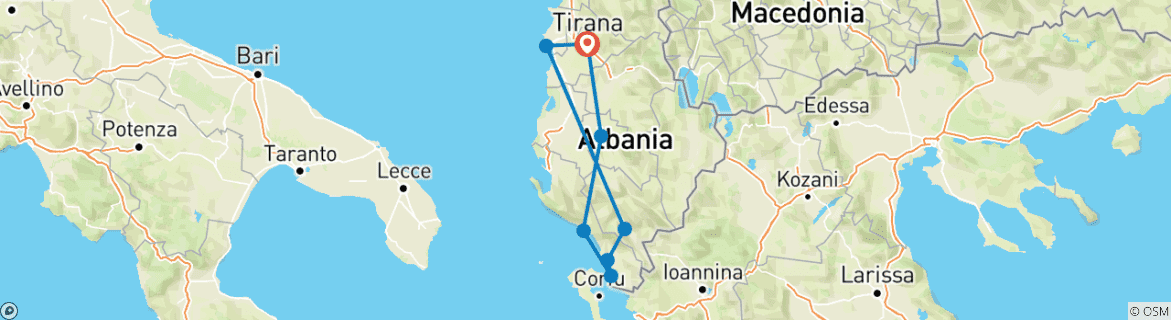 Map of Albania: Cultural Cities & Saranda Beach Stay