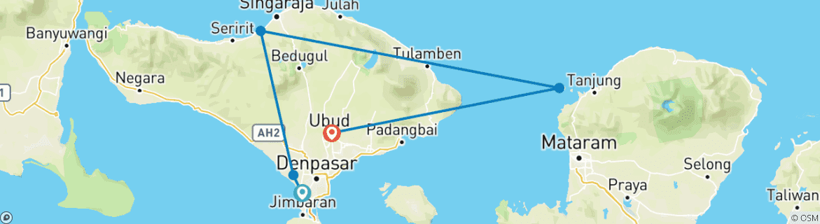 Map of Bali Experience 12 Day