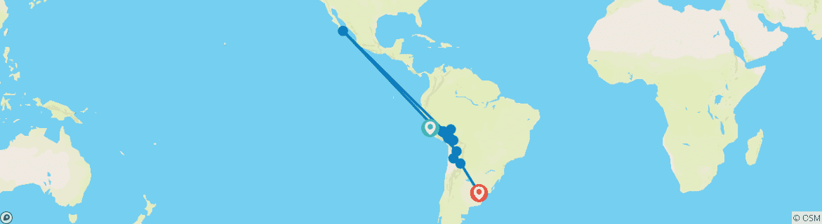 Image d'une carte montrant l'itinéraire du circuit