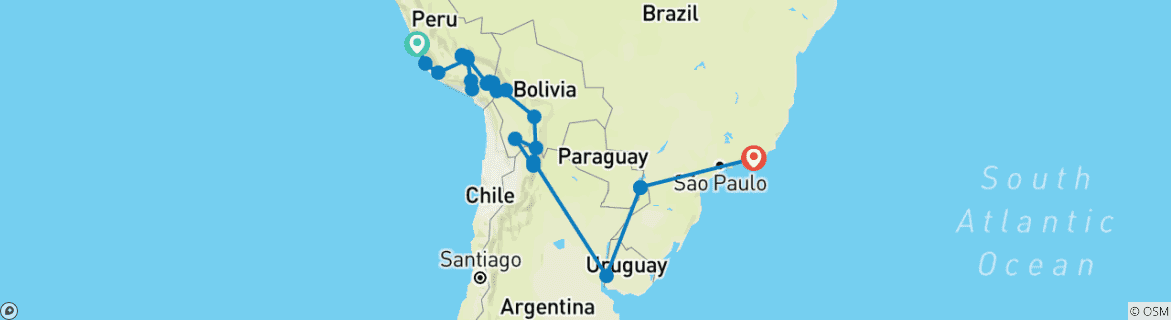 Image d'une carte montrant l'itinéraire du circuit