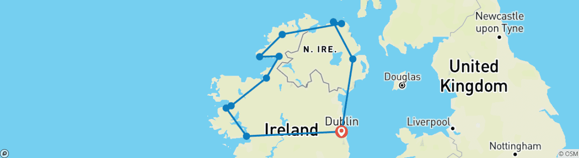 Carte du circuit Wild North - Multi- journées - Circuit en petit groupe en Irlande