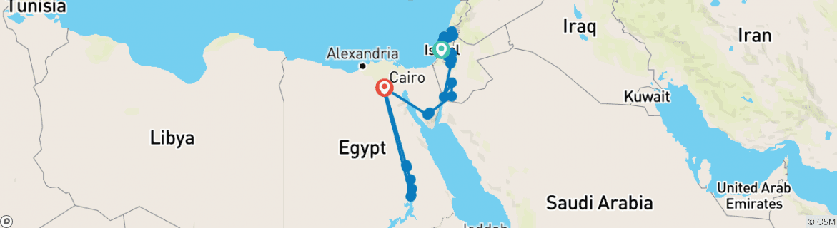 Map of All around Israel, Jordan, and Egypt 20 days