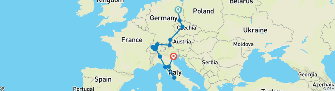 Map of Essential Four (17 destinations)