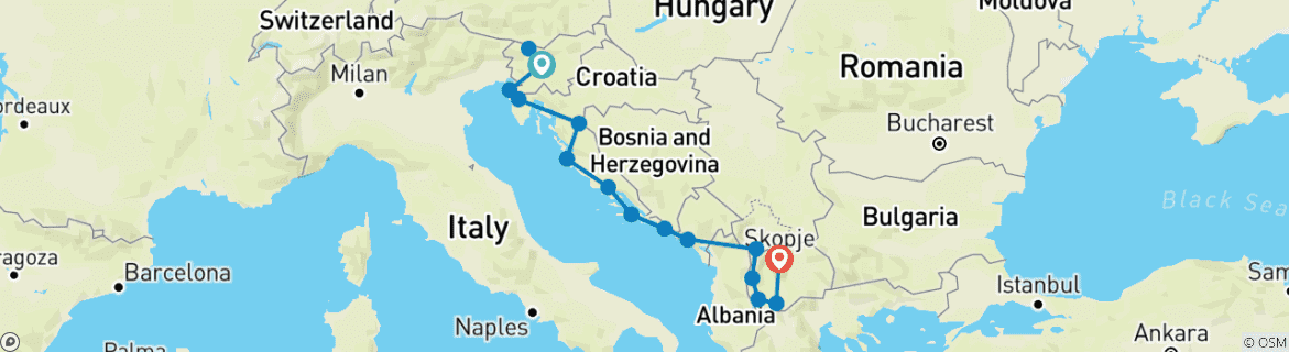 Map of Slovenia to Macedonia Real Food Adventure