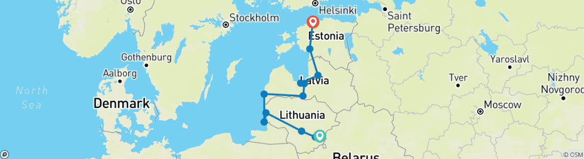 Map of The Best of The Baltics + Baltic Coast in 10 days (Guaranteed departure)