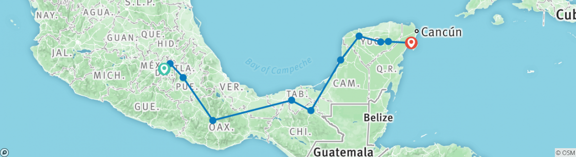 Map of Classic Mexico Adventure