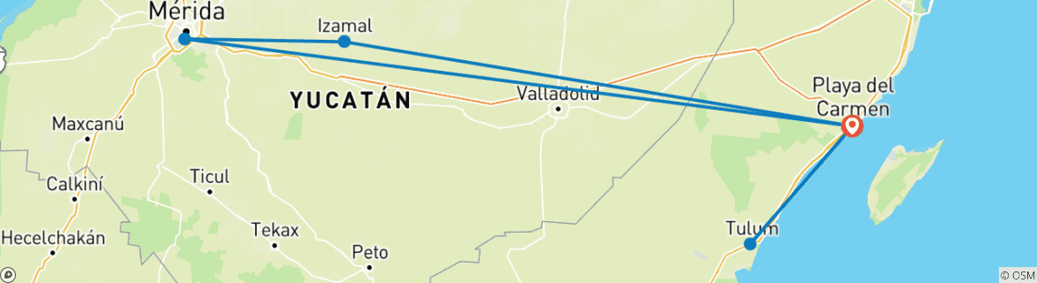 Karte mit der Reiseroute