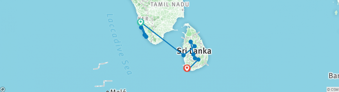 Mapa de Descubre Kerala y Sri Lanka: islas y ruinas