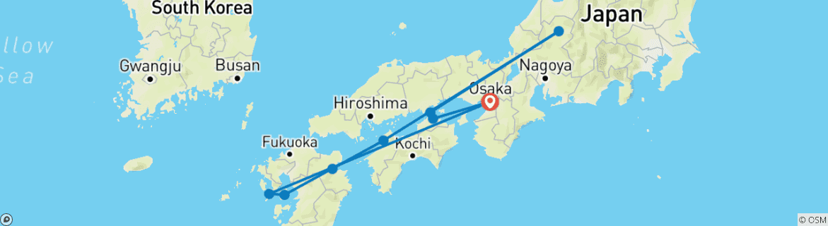 Karte mit der Reiseroute