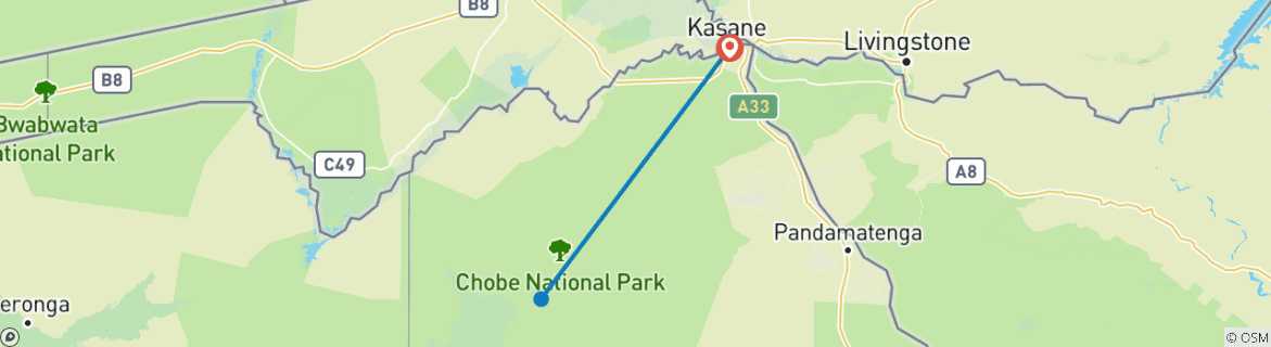 Map of Chobe National Park Short Break