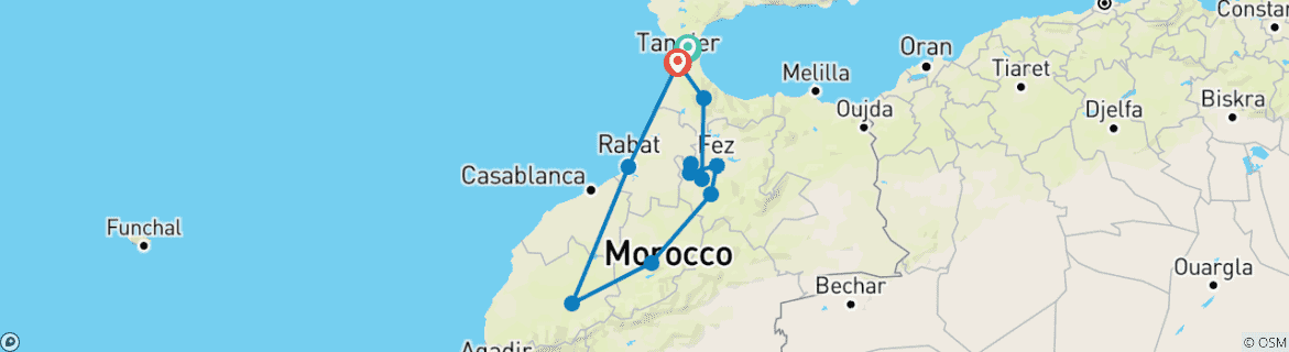 Mapa de Marruecos - desde España - 6 días