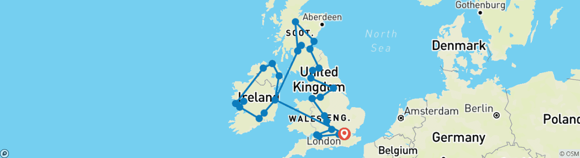 Image d'une carte montrant l'itinéraire du circuit