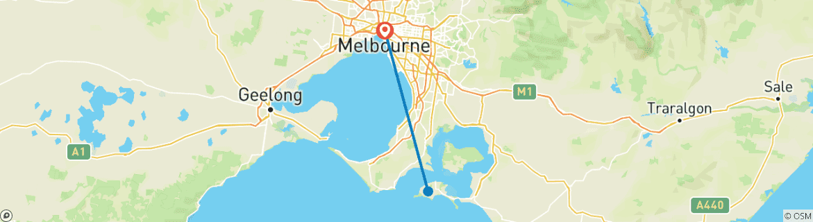 Image d'une carte montrant l'itinéraire du circuit