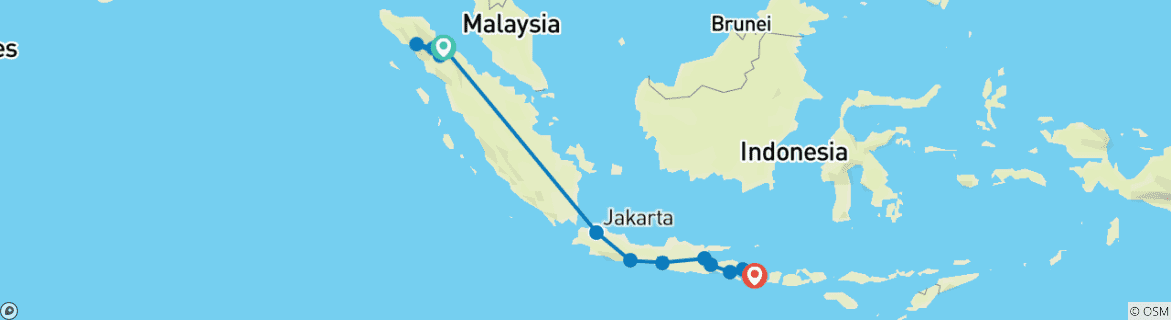 Map of Best of Indonesia (15 destinations)